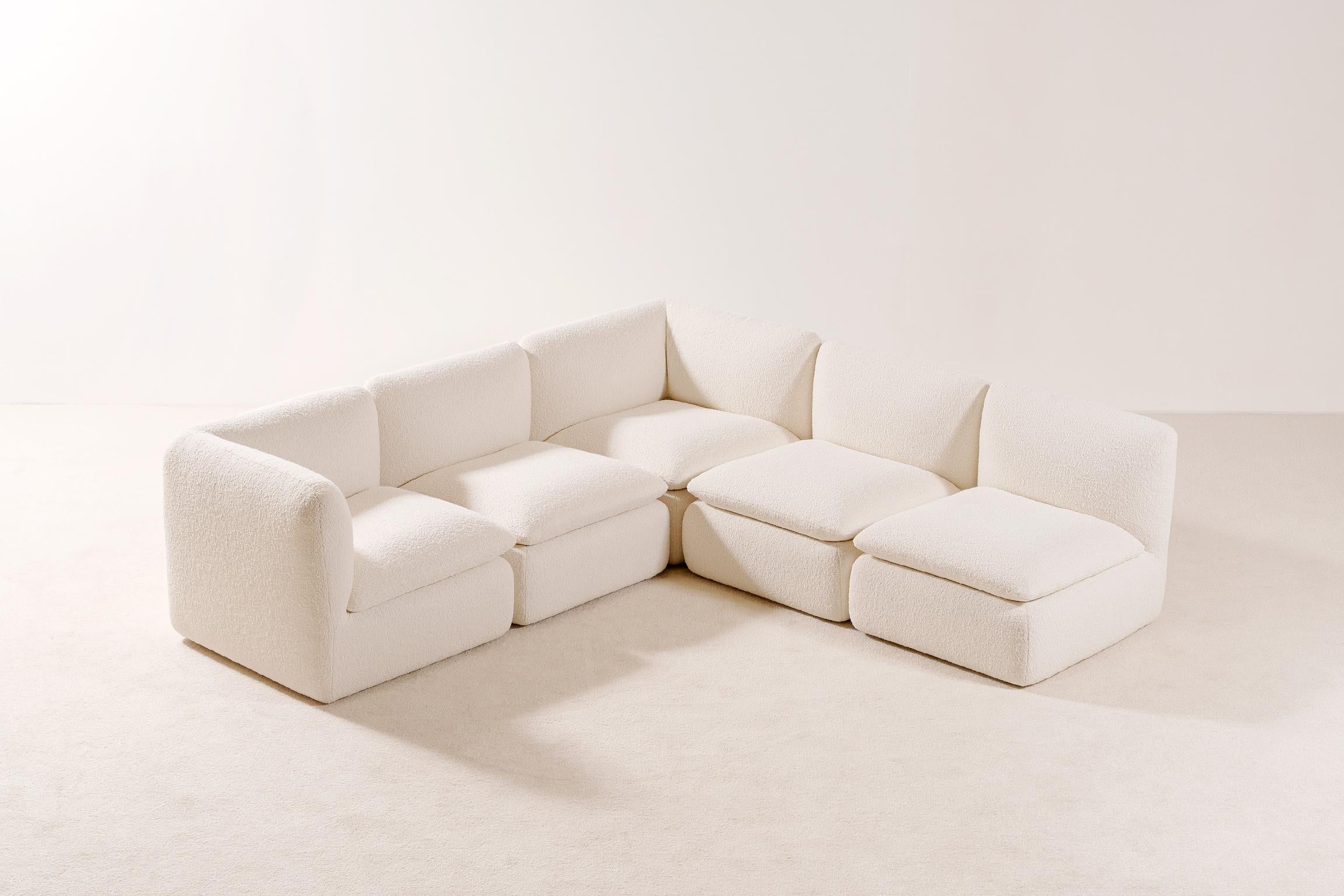 Airborne, Sectional Sofa Composed of 5 Modular Lounge Chairs, France, 1970s 2