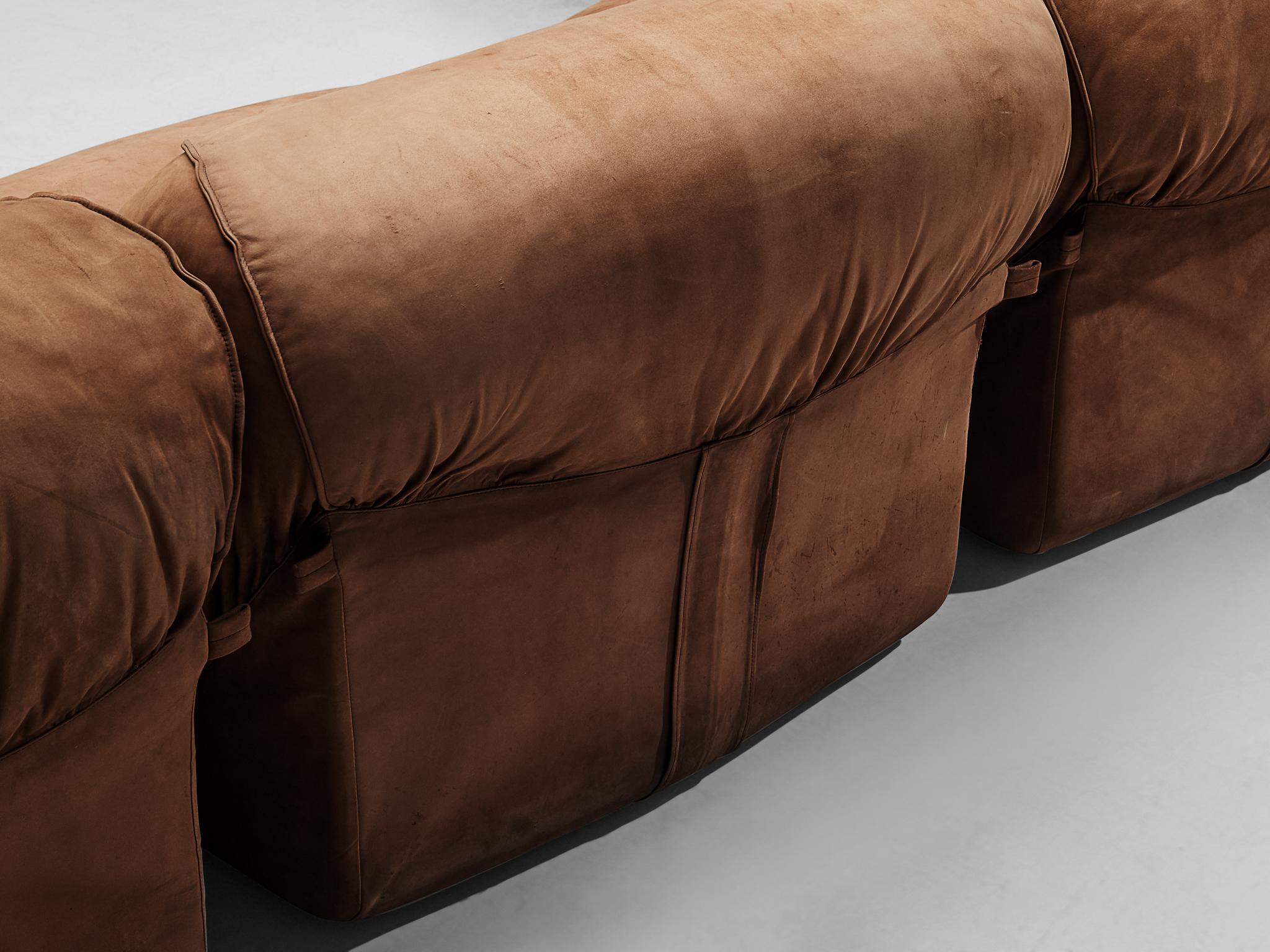 Airborne Sectional Sofa 'Patate' in Brown Suede For Sale 2