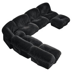 Used Airborne Sectional Sofa with Ottoman 'Patate' in Black Velvet Corduroy 