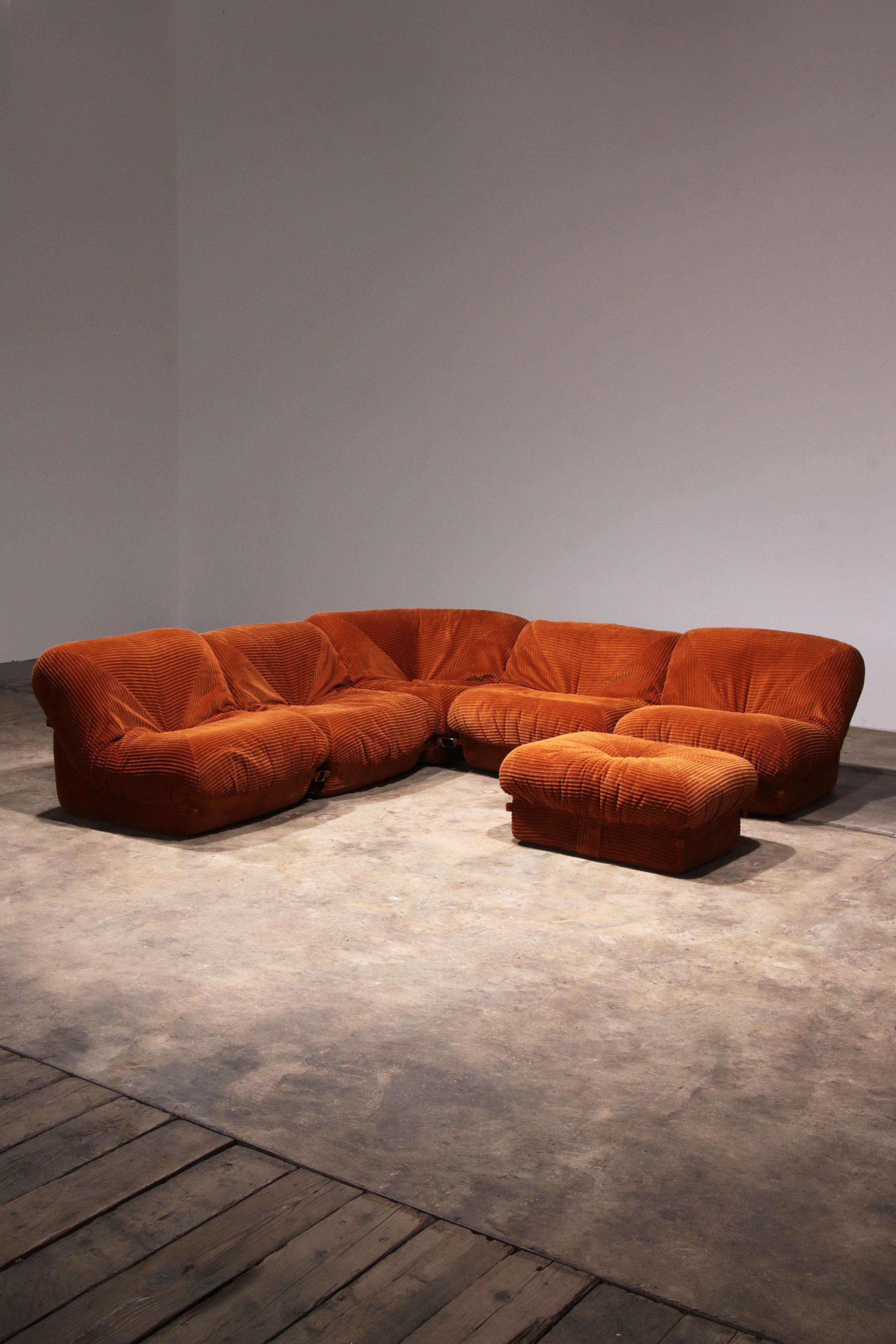 Airborne sectional sofa with ottoman 'Patate' in orange Corduroy wide ribbed fabric

Discover ultimate comfort with the Airborne sectional sofa with ottoman
  'Patate', made in striking orange corduroy with wide ribbed fabric. This stylish sofa,