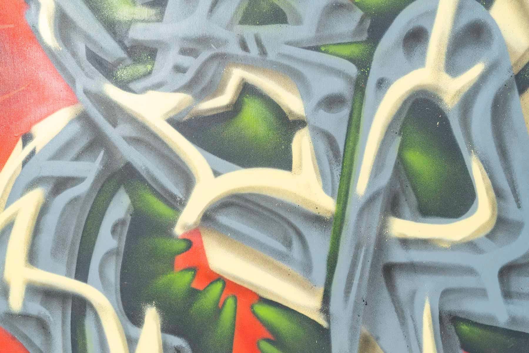 Modern Airbrush on Canvas by François Fabre, Known as 2RODE, Signed and Dated 2012. For Sale