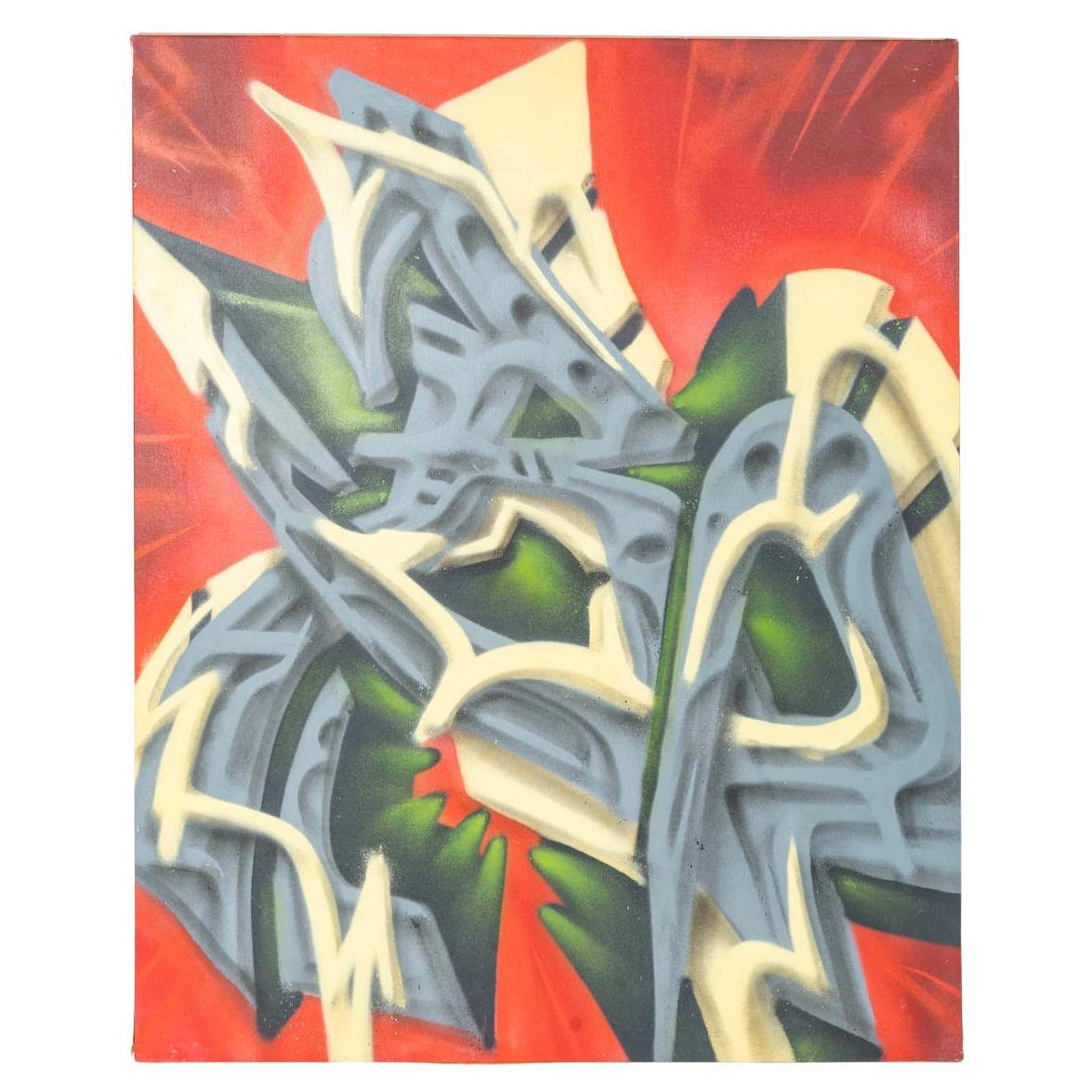 Airbrush on Canvas by François Fabre, Known as 2RODE, Signed and Dated 2012. For Sale