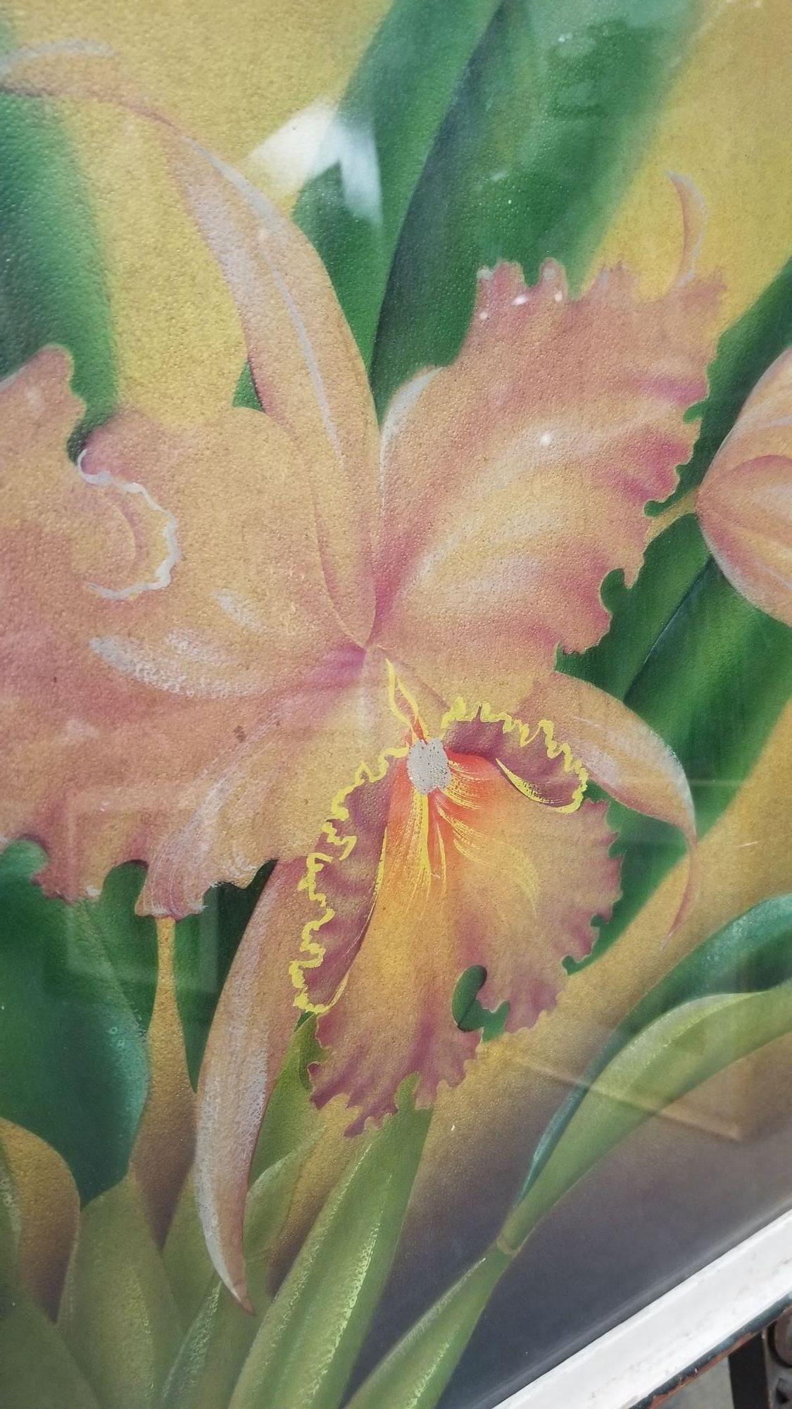 Airbrush Watercolor White Pink Hibiscus signed Frank Oda Hale Pua Hawaii 1