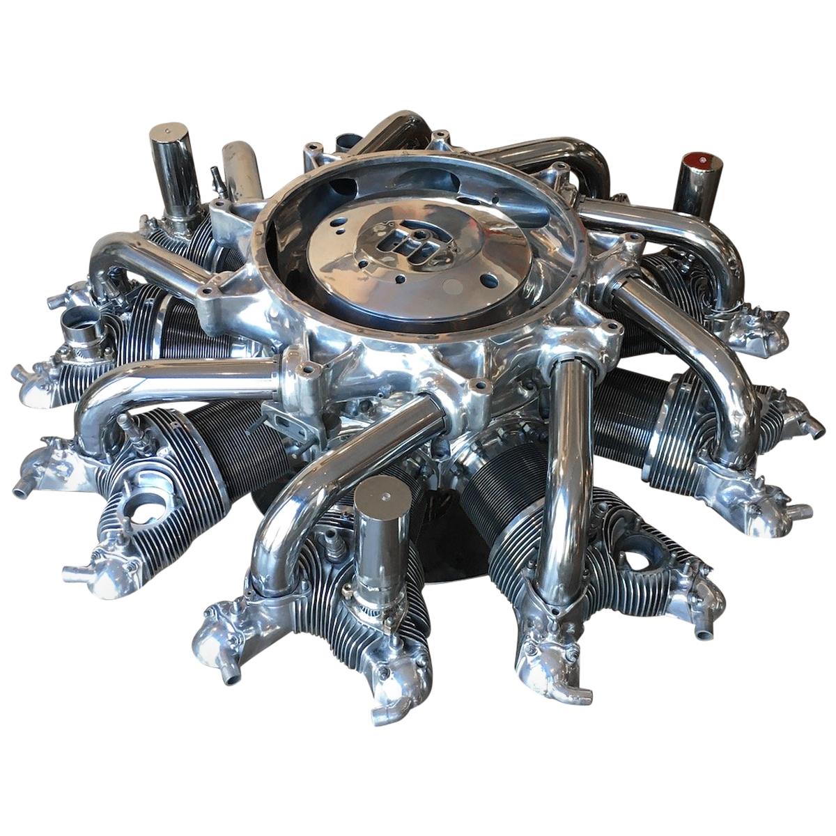 Aircraft Coffee Table Radial Engine Pratt & Whitney ''R-985 Wasp Jr‘' For Sale