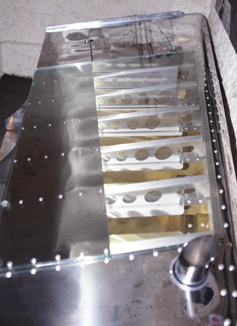 Aircraft Wing Desk in Riveted Polished Aluminium For Sale at 1stDibs