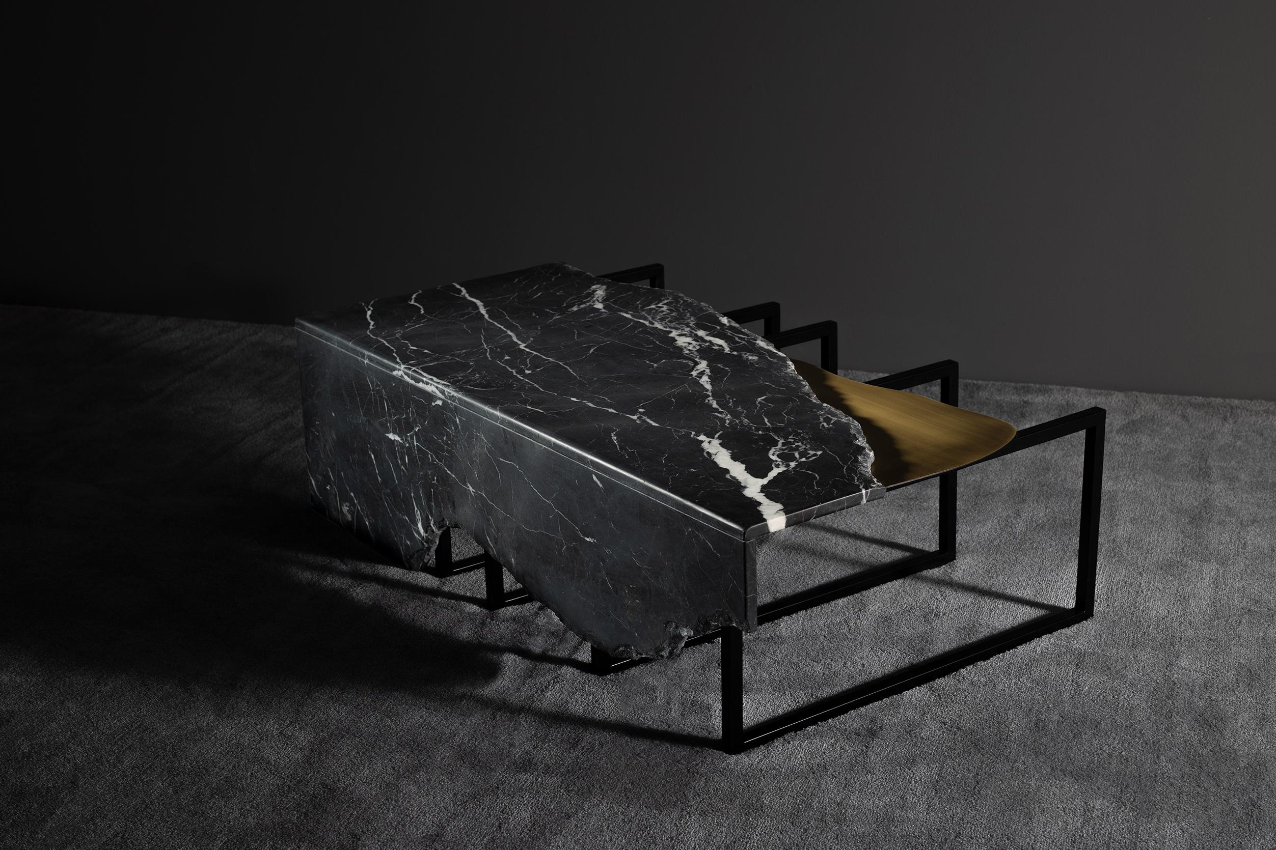 Modern Aire Coffee Table, Patagonia Stone, Handmade in Portugal by Greenapple For Sale 6