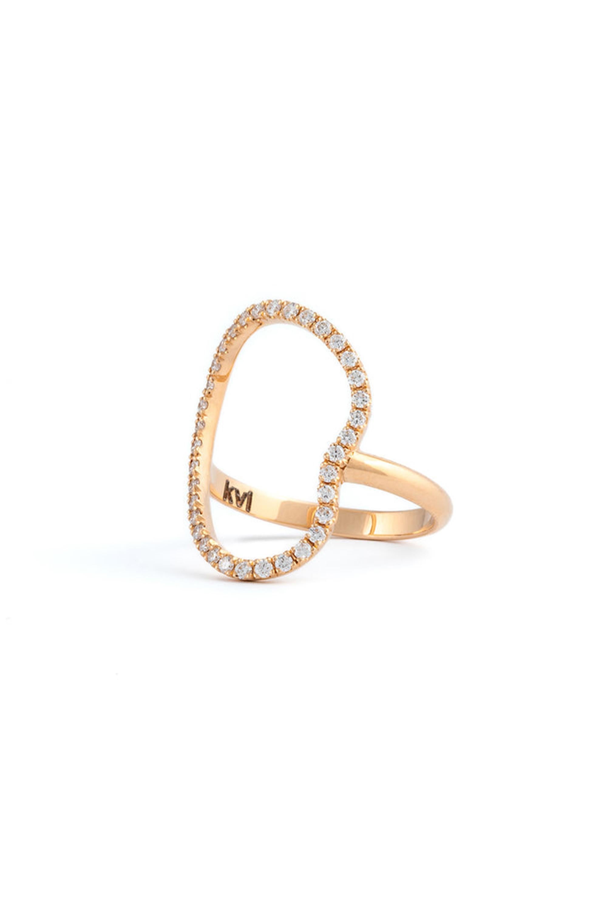 Contemporary AIRE Ring (small), 18k Rose Gold with 0.40ct Pavé Diamonds For Sale