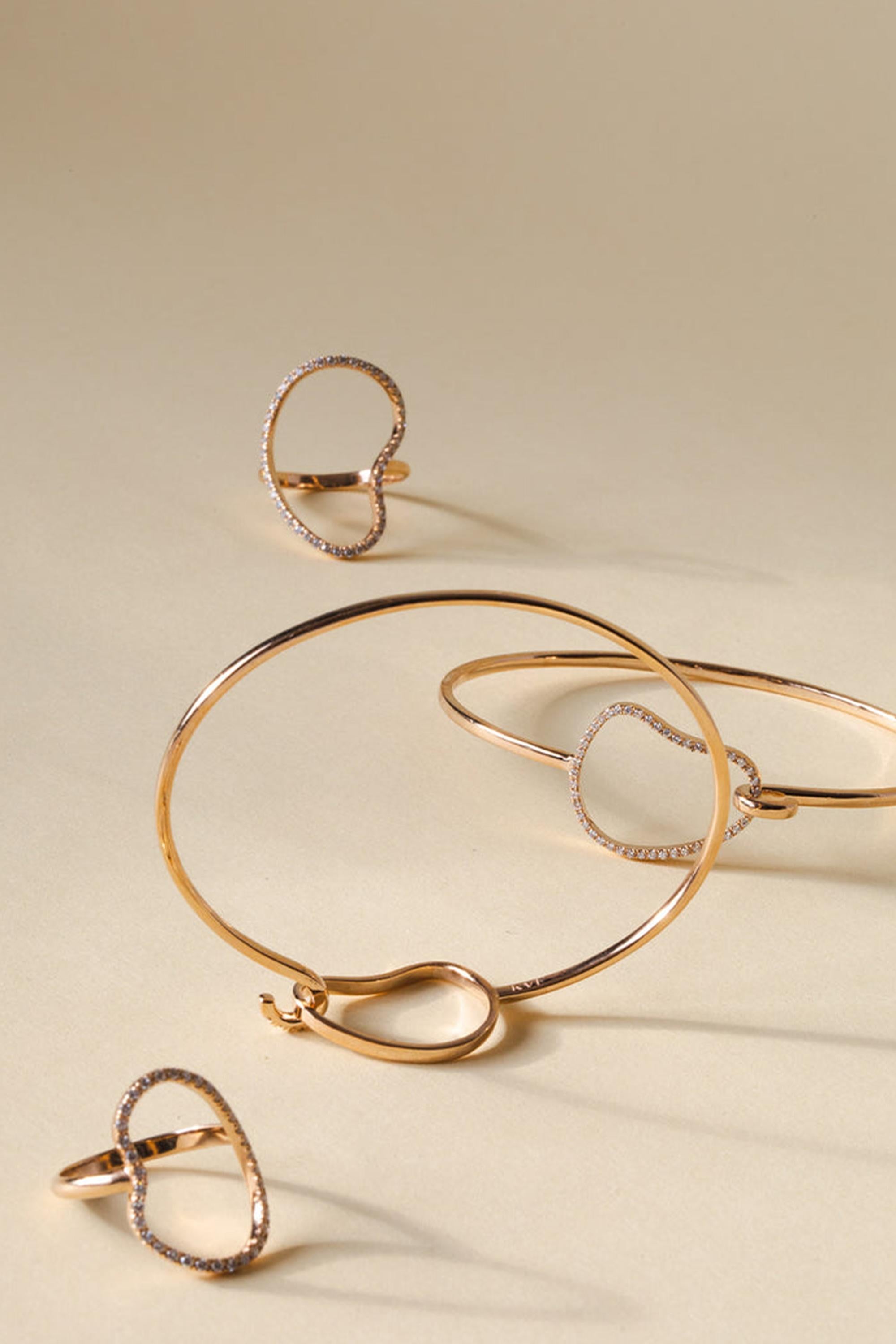 AIRE Ring (small), 18k Rose Gold with 0.40ct Pavé Diamonds In New Condition For Sale In Brasschaat, BE