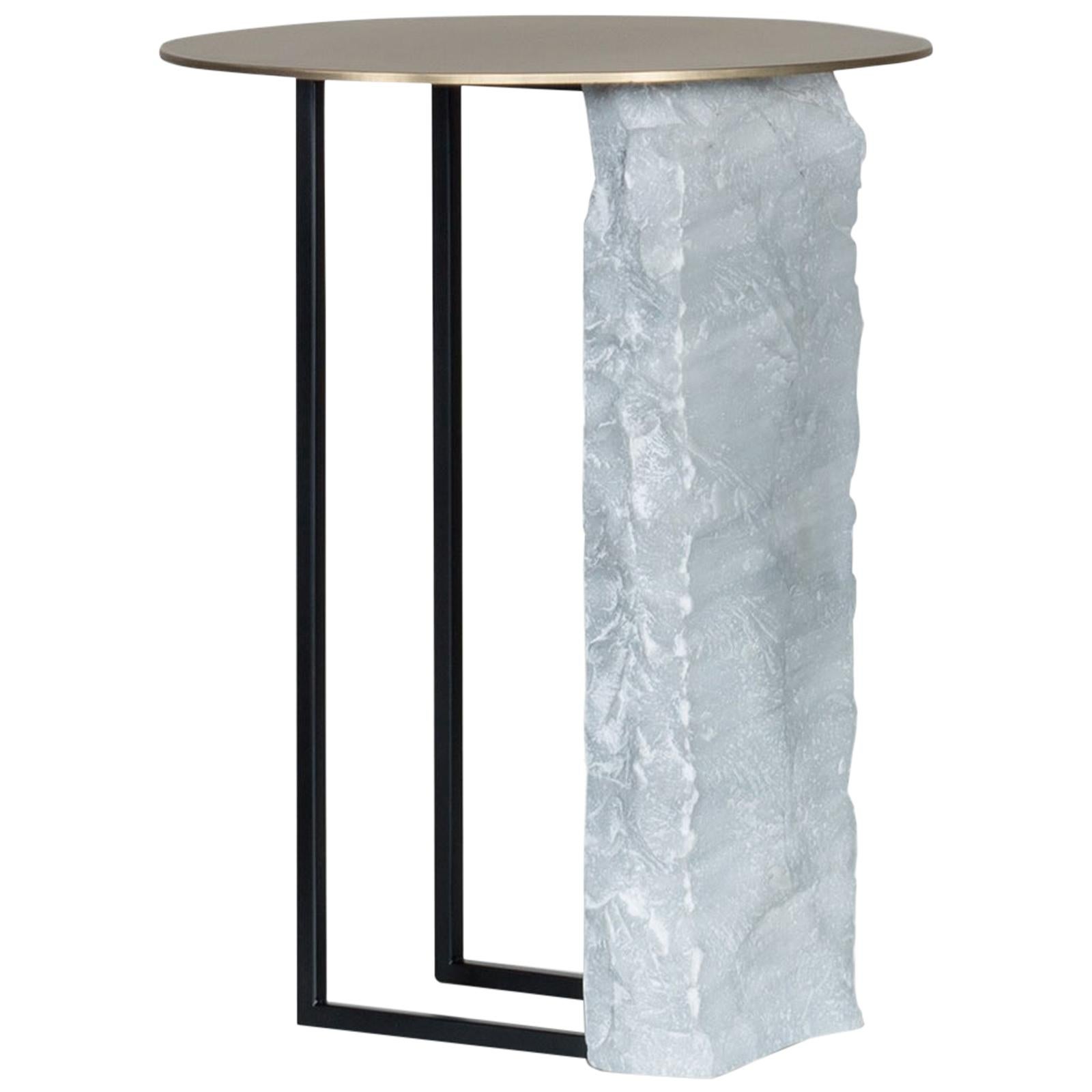 Modern Aire Side Table, Marble Brass, Handmade in Portugal by Greenapple For Sale