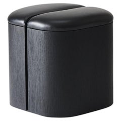 Aire Stool in Stained Black Ash and Black Leather by Estudio Persona