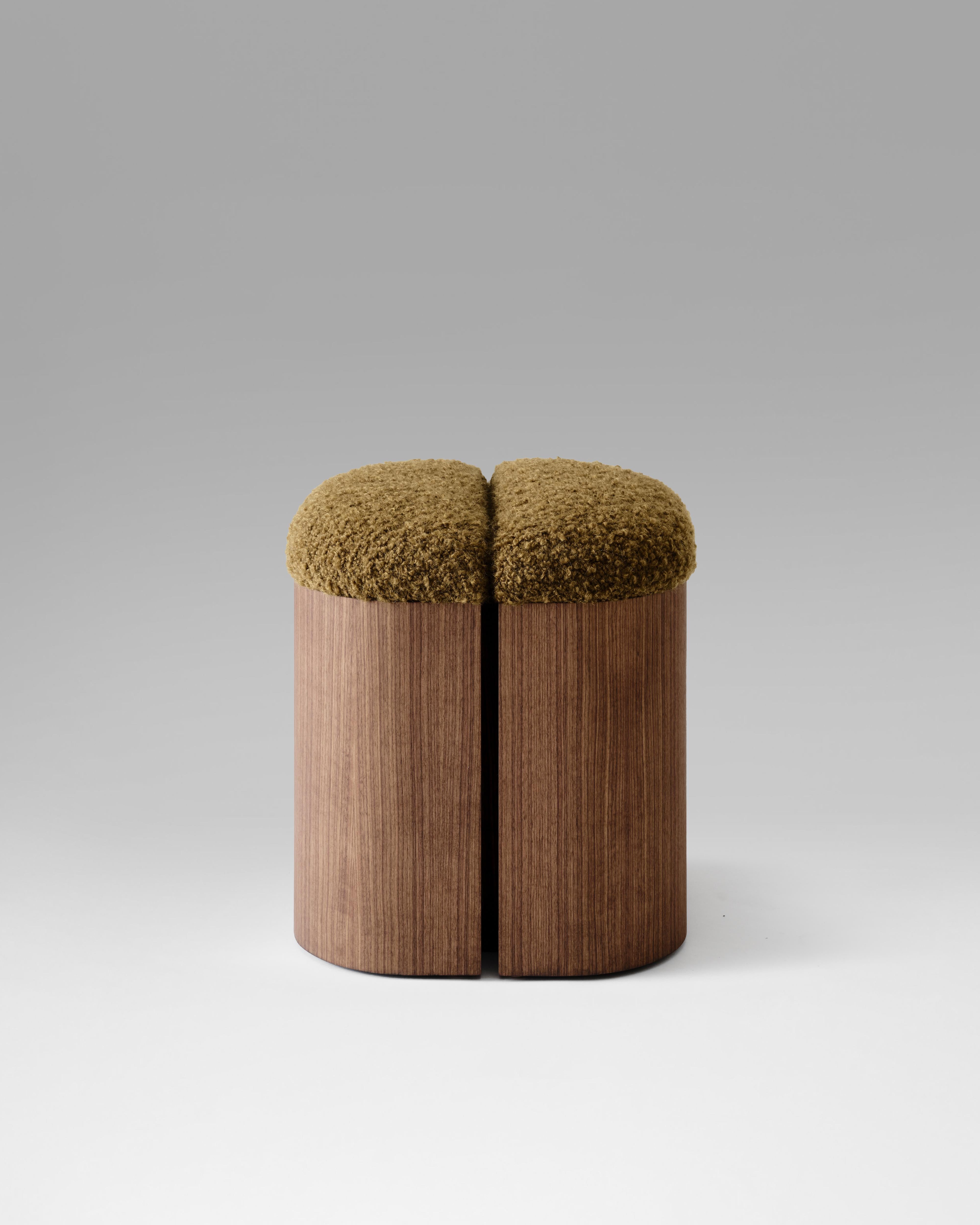 Modern Aire Stool in Walnut and COM by Estudio Persona For Sale