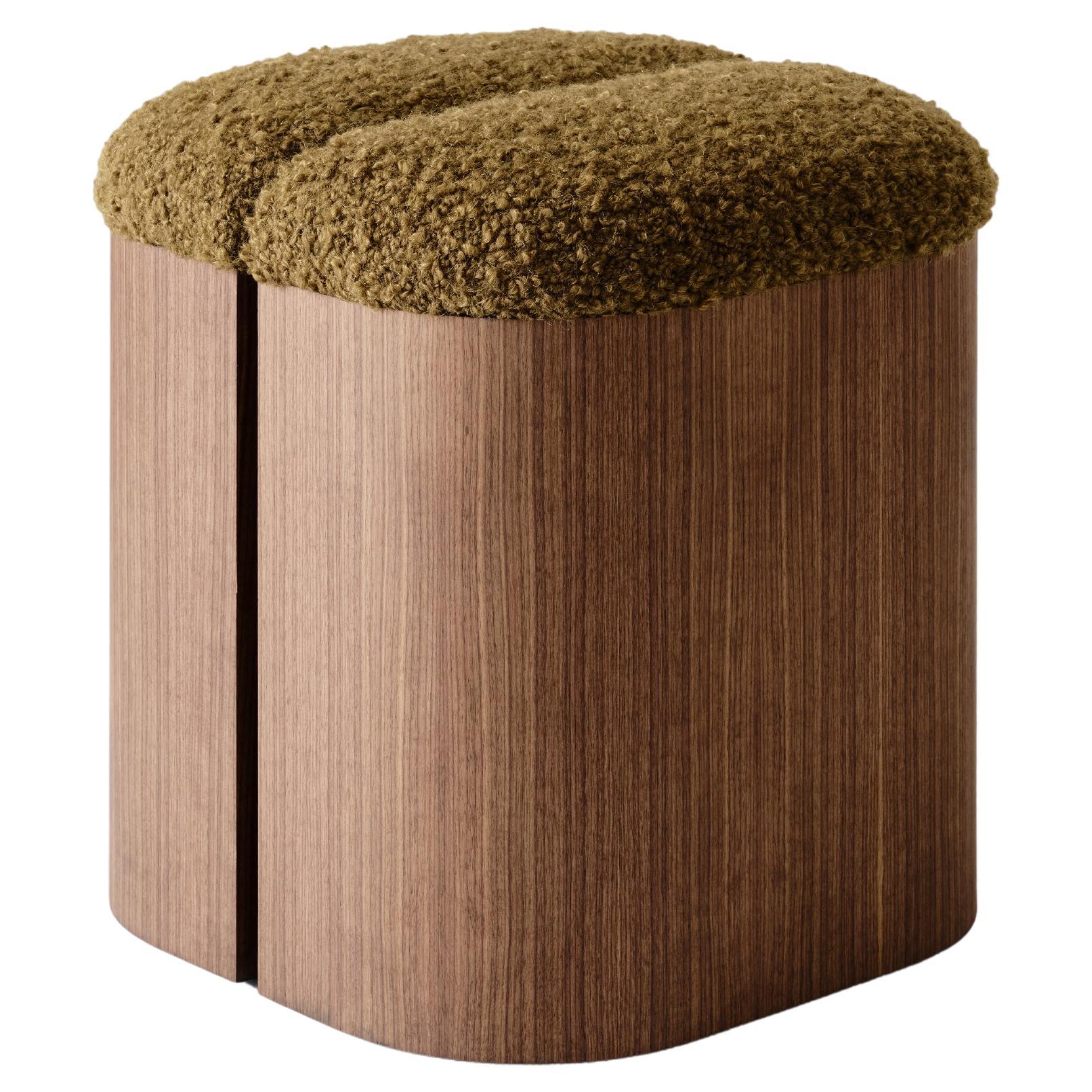 Aire Stool in Walnut and COM by Estudio Persona For Sale