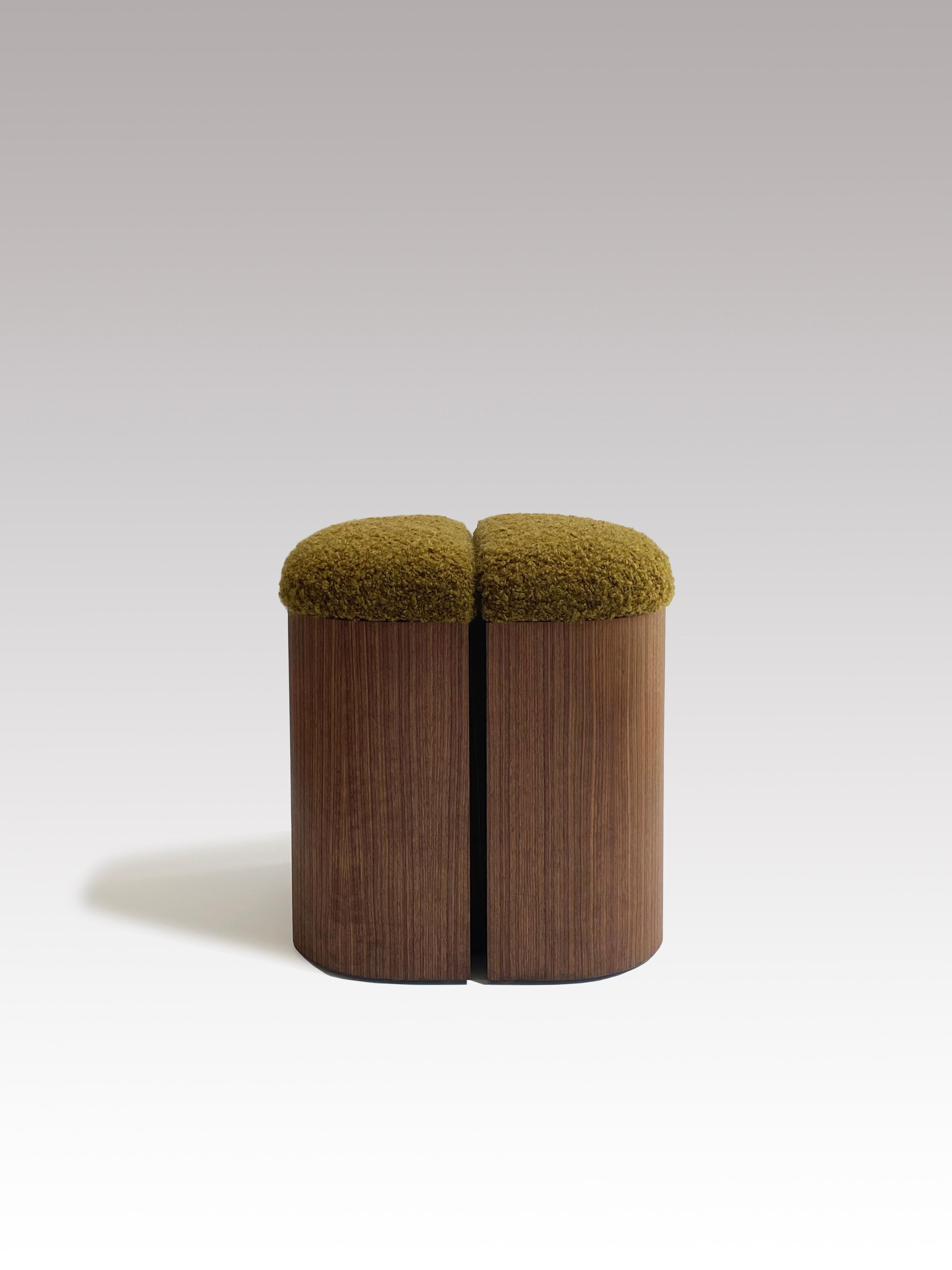 Contemporary Aire Stool in Walnut and COM by Estudio Persona For Sale