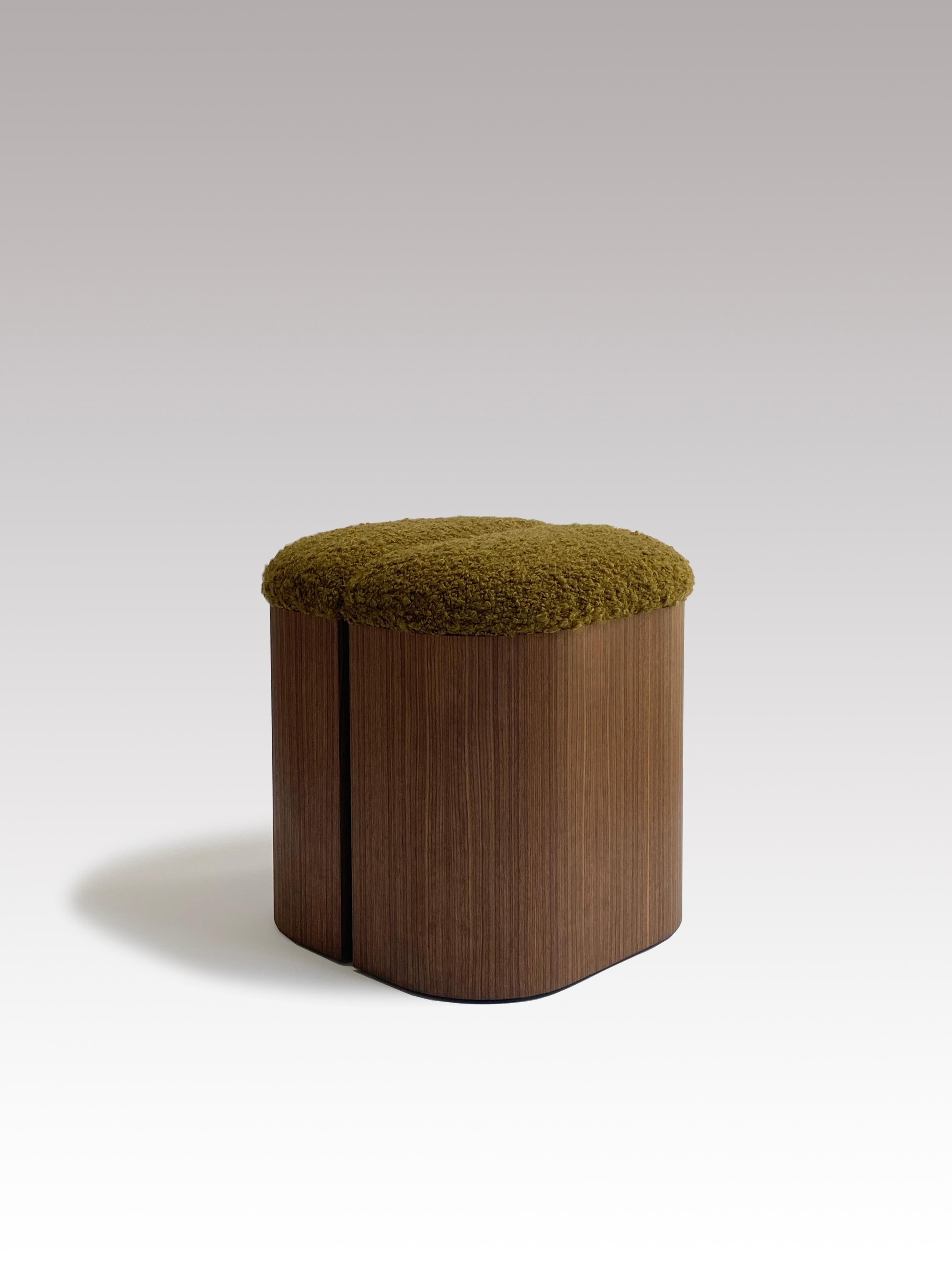 Lambskin Aire Stool in Walnut and COM by Estudio Persona For Sale