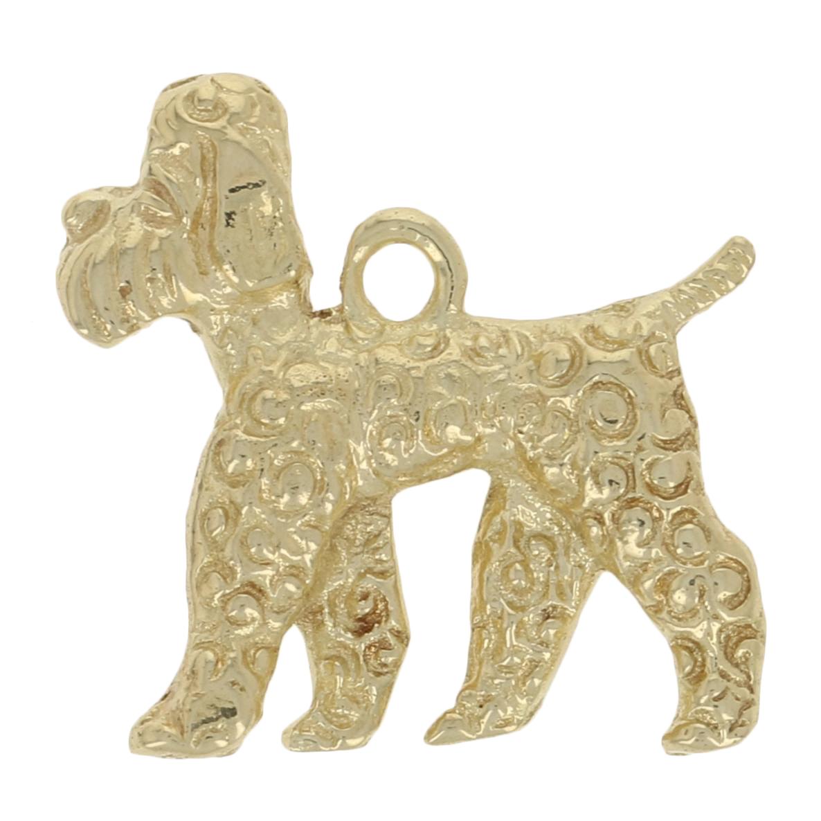 Women's Airedale Terrier Charm, 14k Yellow Gold Textured Canine Pet Dog