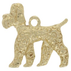 Airedale Terrier Charm, 14k Yellow Gold Textured Canine Pet Dog