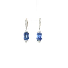 Ohrhänger aus 18-karätigem Weißgold mit blauem Saphir und Diamanten, GIA-zertifiziert – 6,95 ct