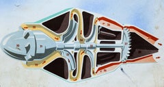 Airliner and Jet Engine, Vintage Wall Chart