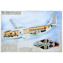 Airliner and Jet Engine, Vintage Wall Chart