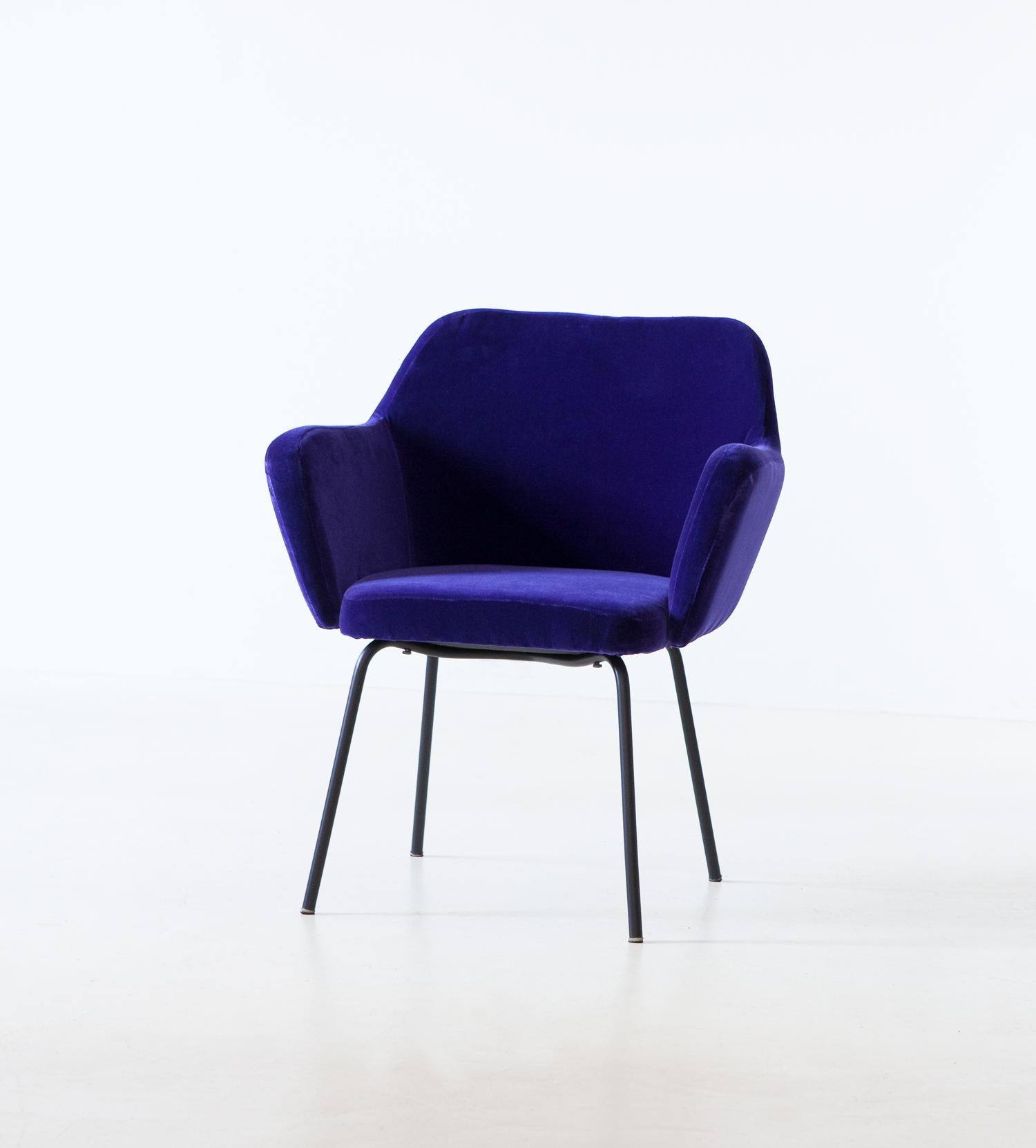 Mid-Century Modern 'Airone' Chair in Velvet by Studio PFR for Arflex, 1955