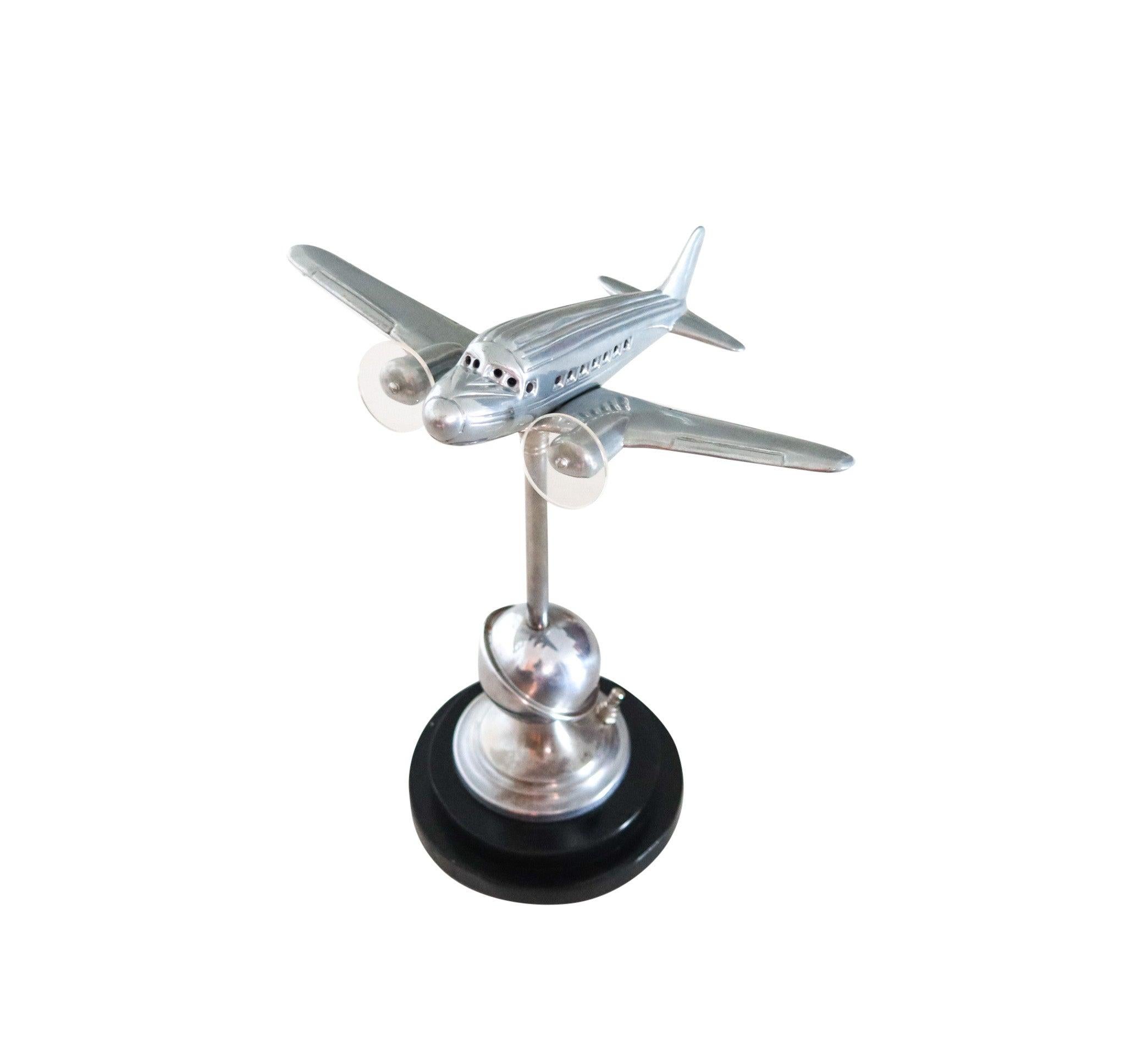AIRPLANE 1940 Art Deco Desk Table Lamp In Chromed Steel And Clear Lucite 4