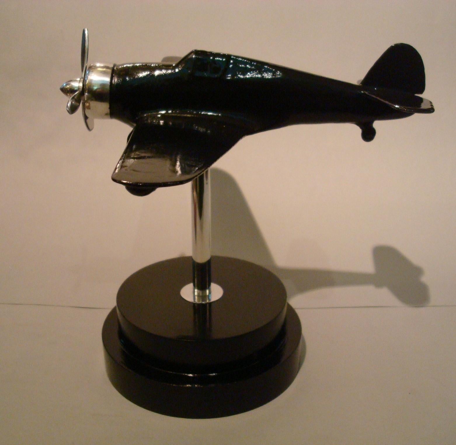 Art Deco Airplane Fighter Desk Stand Model, 1930s