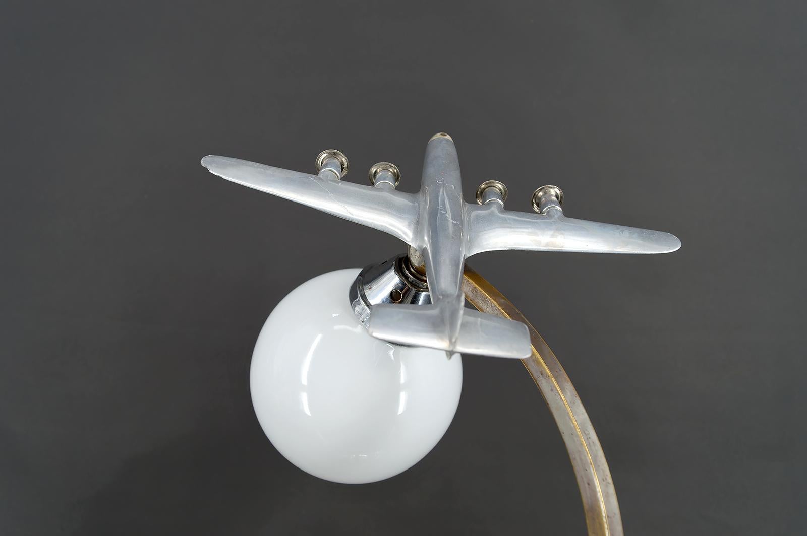 Airplane Lamp, Chrome & Aluminum, Art Deco / Streamline Moderne, Circa 1930 For Sale 4