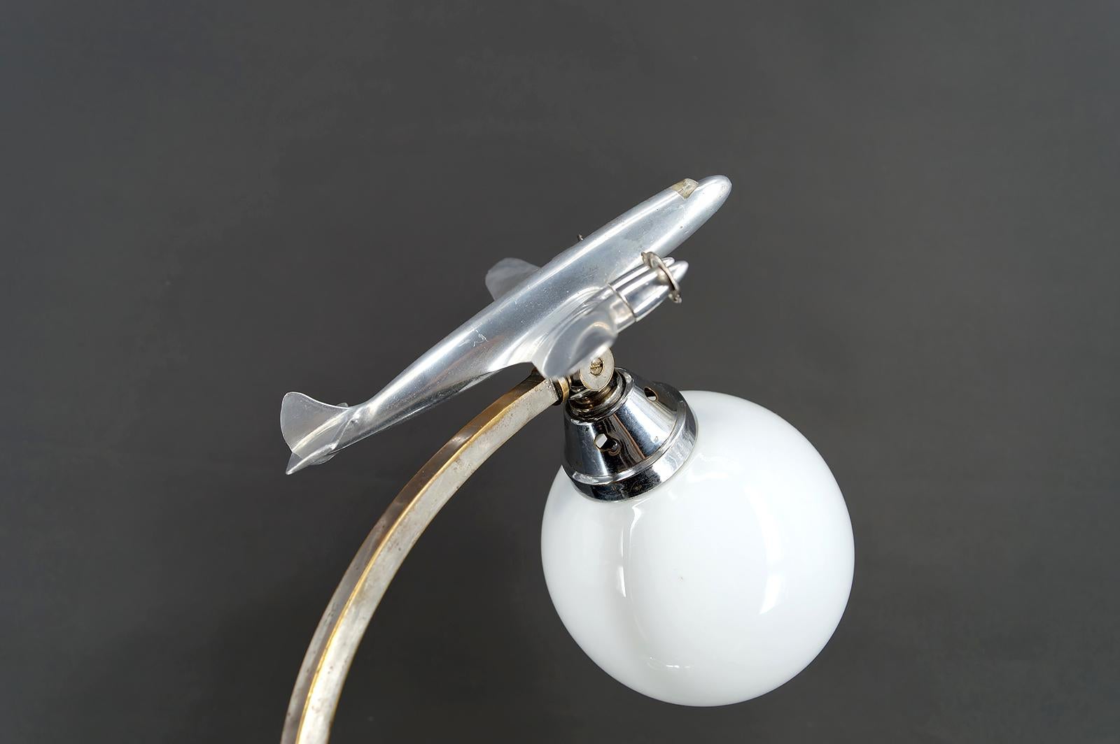 Airplane Lamp, Chrome & Aluminum, Art Deco / Streamline Moderne, Circa 1930 For Sale 5