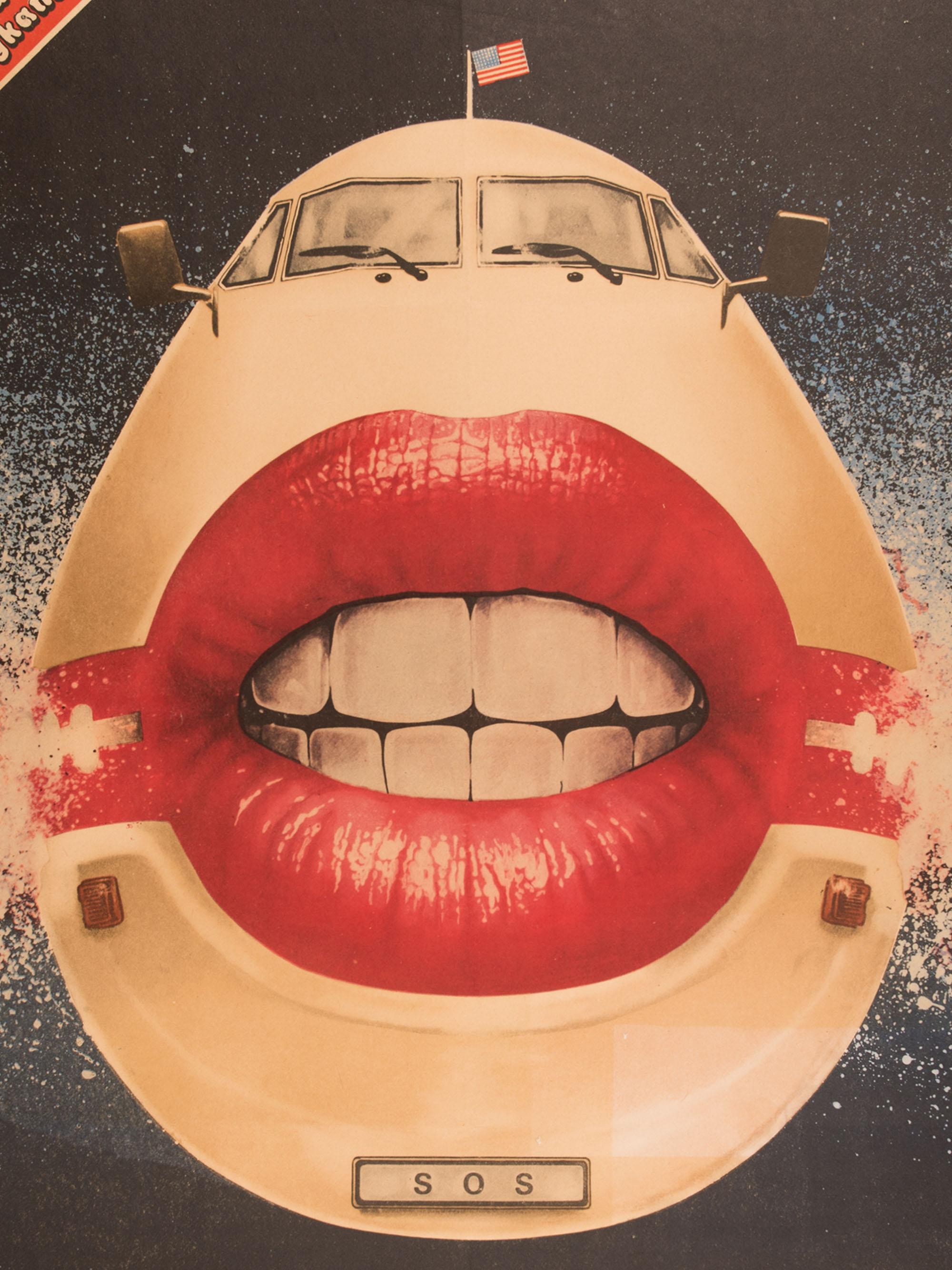Great original vintage polish movie poster for 'Airplane !', 1980s comedy.