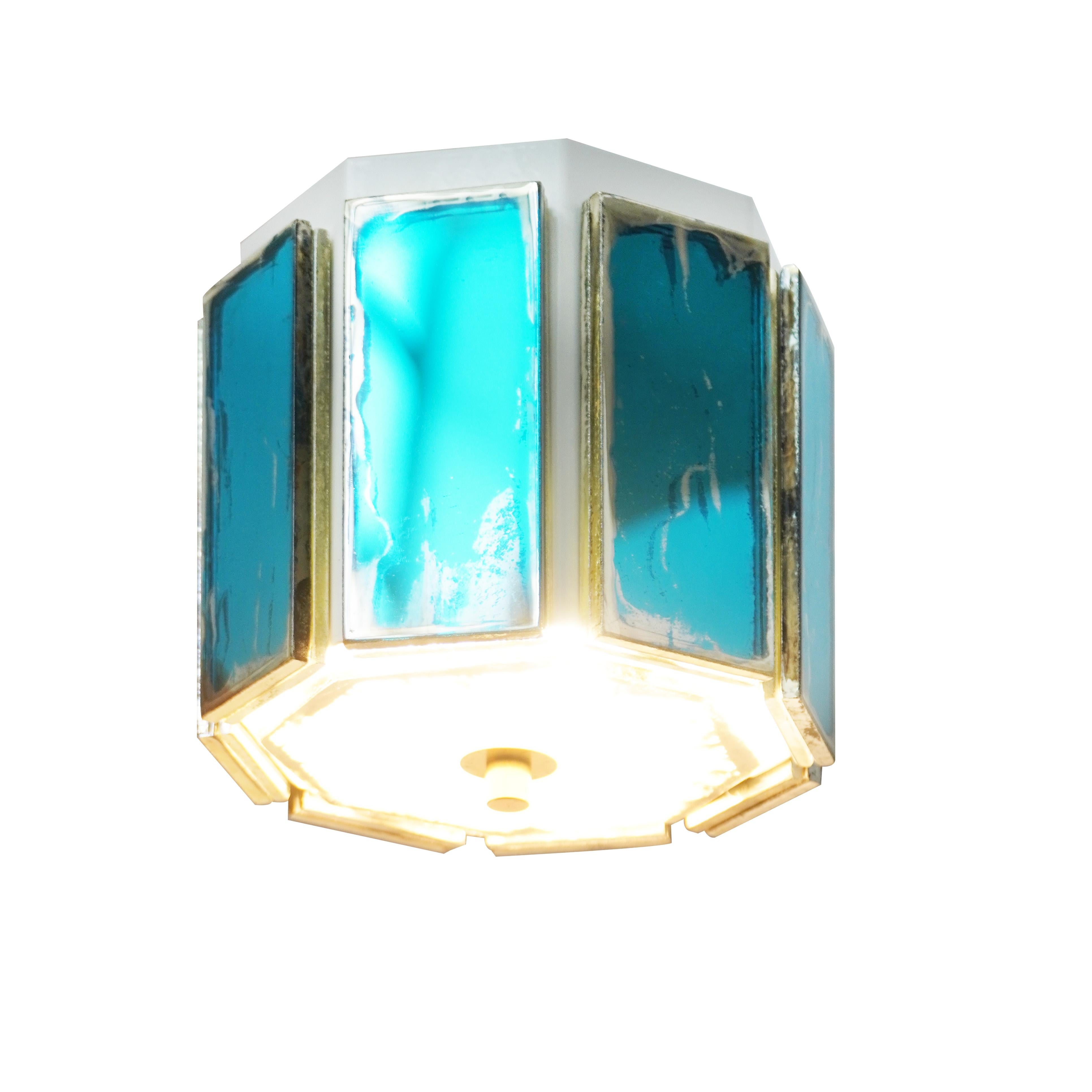 Airplane Flush mount, Pendant, Aquamarine Silvered Glass, lacquered iron In New Condition For Sale In Pietrasanta, IT