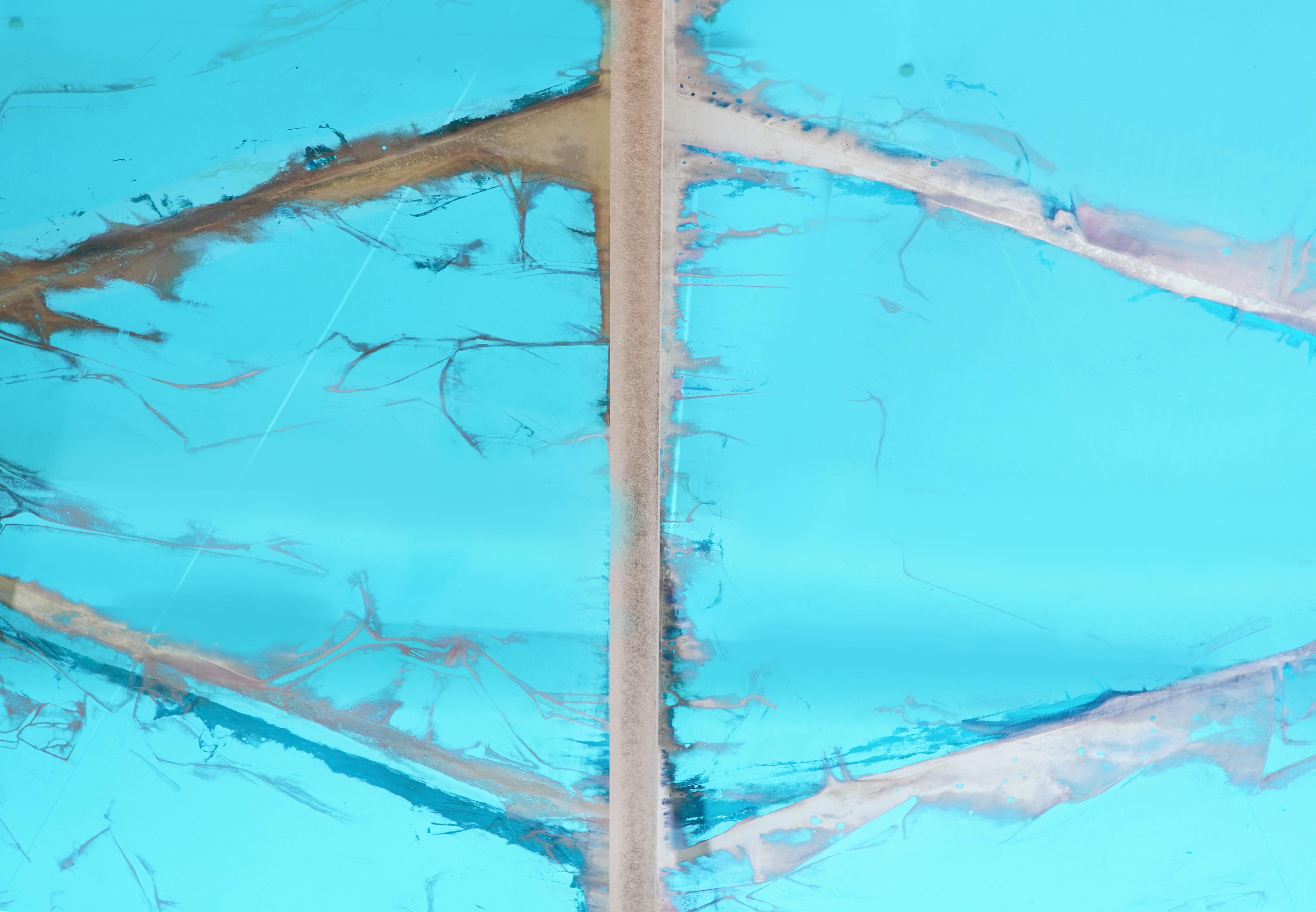 Airplane-Pendelleuchte, Aquamarin versilbertes Glas, Messingkörper im Zustand „Neu“ im Angebot in Pietrasanta, IT