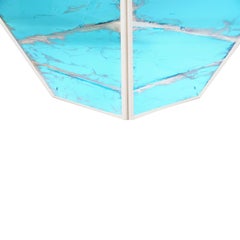 Airplane Flush mount, Pendant, Aquamarine Silvered Glass, lacquered iron