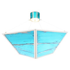 Airplane Flush mount, Pendant, Aquamarine Silvered Glass, lacquered iron