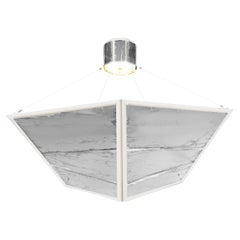 Airplane Flush mount Pendant, fumé Silvered Glass, Brass Body