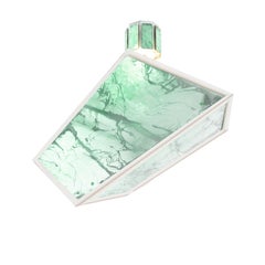 Airplane Pendant, jade Silvered Glass, Brass Body