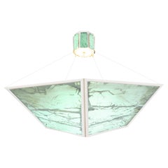 Airplane Pendant, jade Silvered Glass, Brass Body
