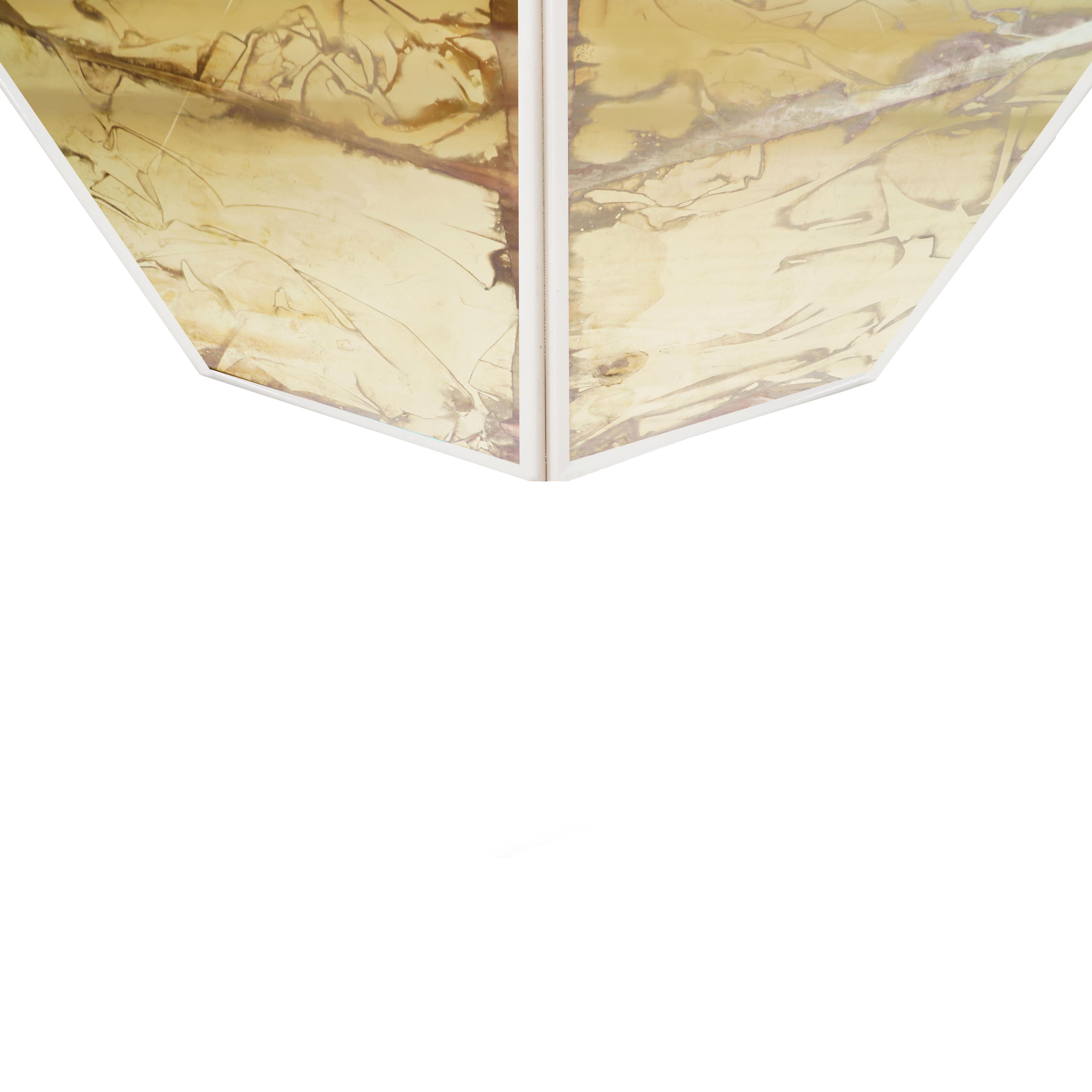 Mid-Century Modern Airplane Flush mount, Pendant, Sun Silvered Glass, Brass Body For Sale