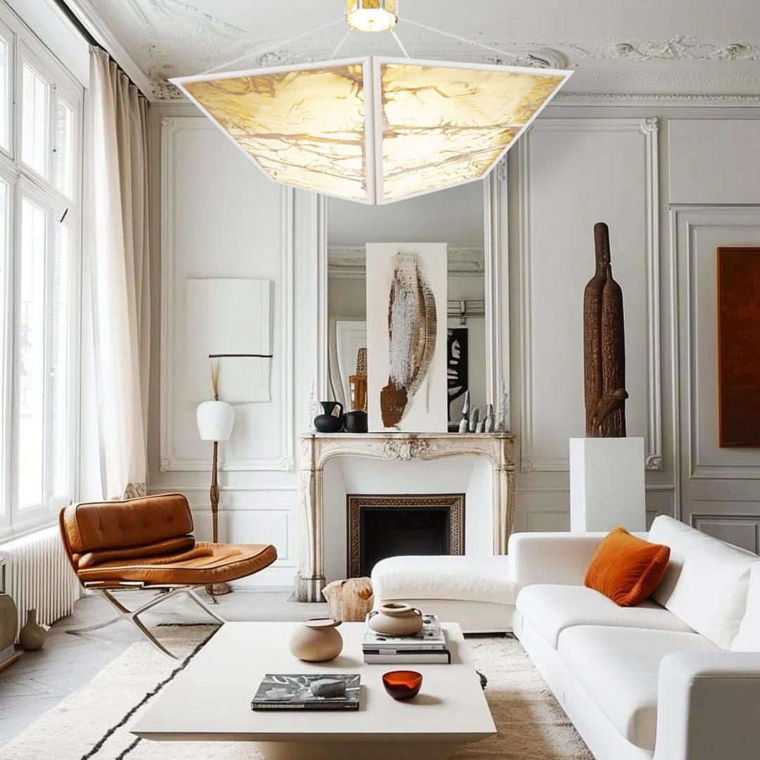 Airplane Flush mount, Pendant, Sun Silvered Glass, Brass Body In New Condition For Sale In Pietrasanta, IT