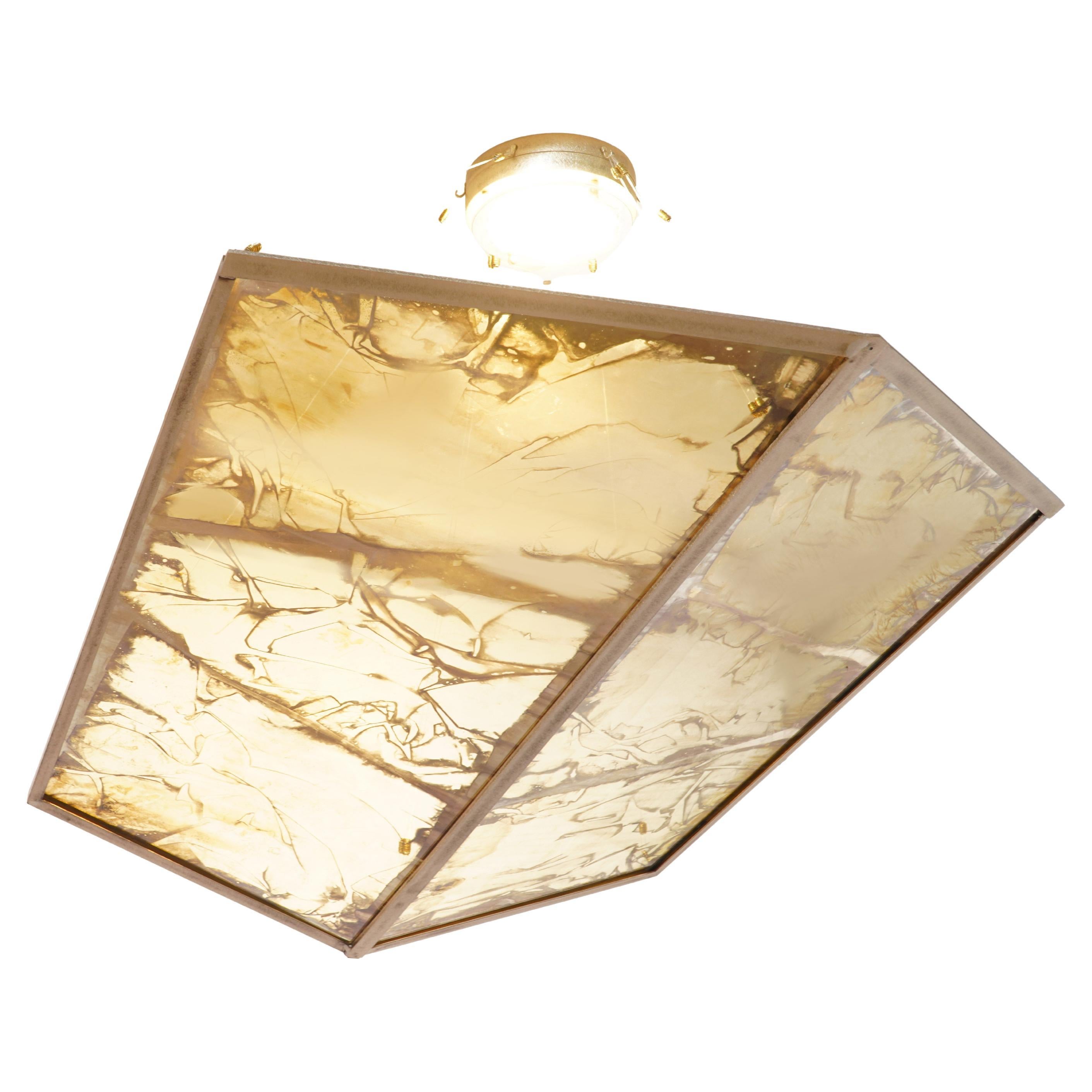 Airplane Pendant, Sun Silvered Glass, Brass Body