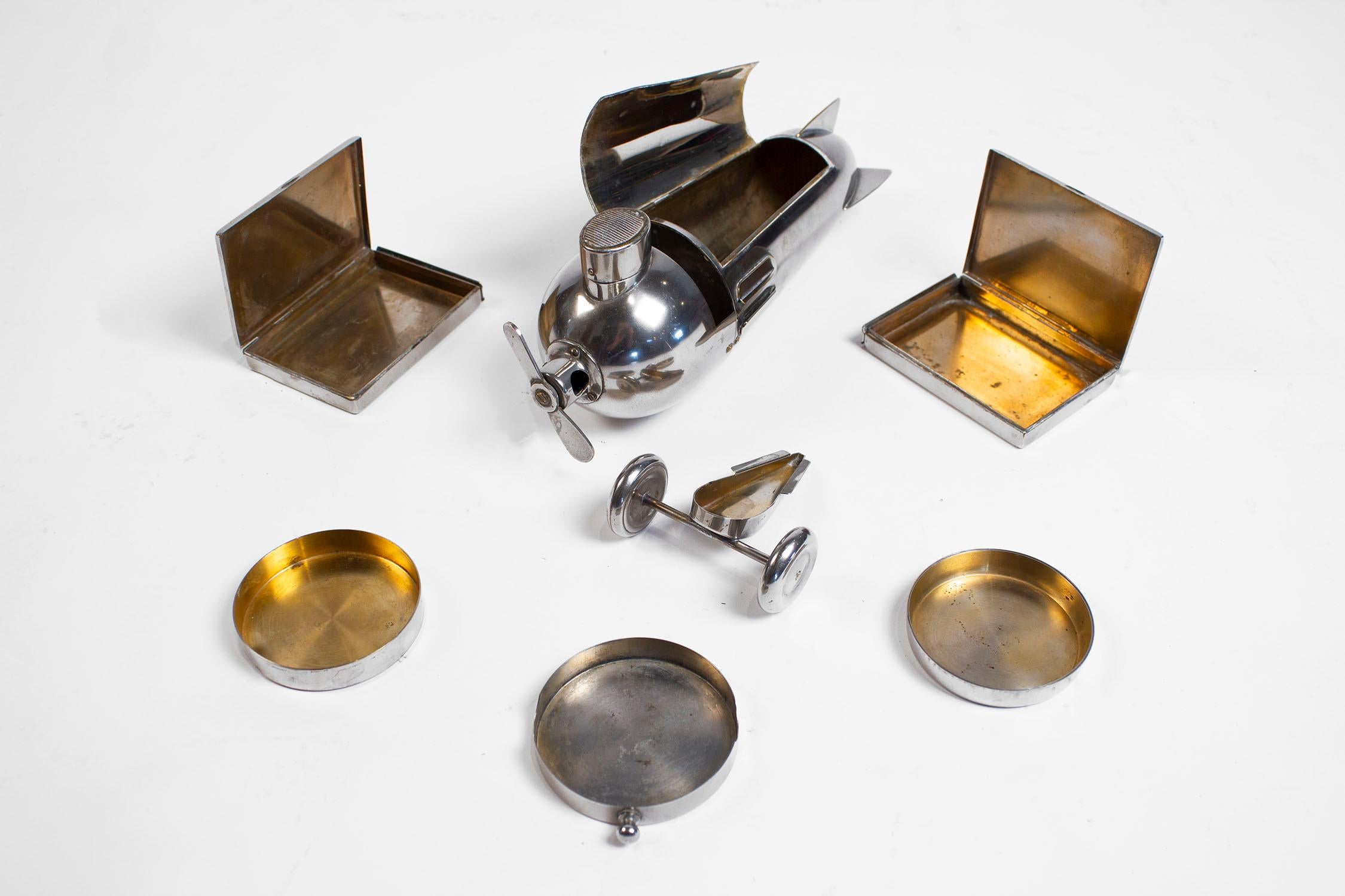 Art Deco Airplane Smoker's Set by J.A. Henckels 1930s For Sale 3