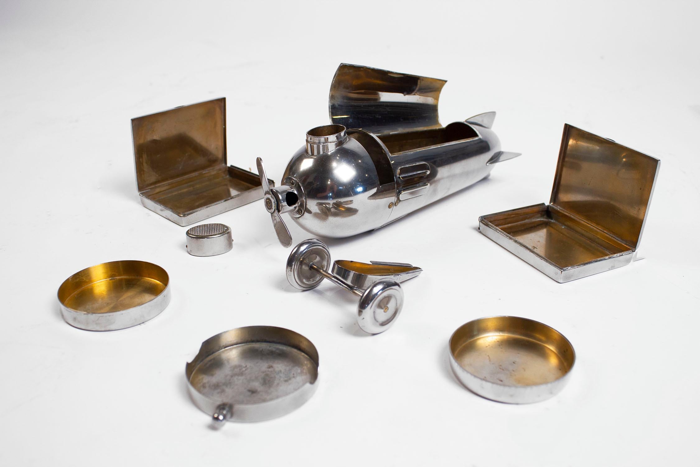 Art Deco Airplane Smoker's Set von J.A. Henckels 1930er Jahre im Angebot 8