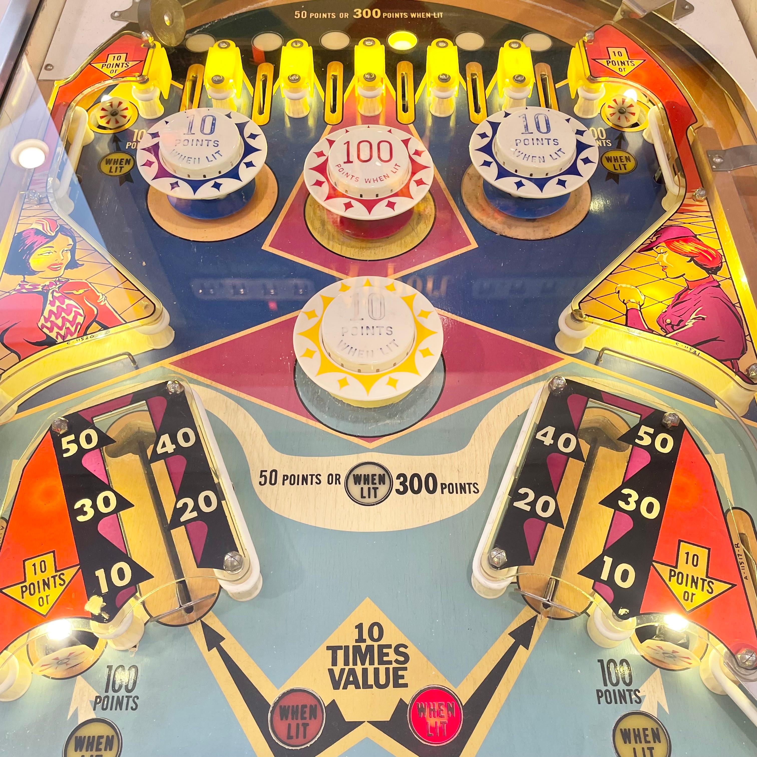 Hand-Painted Airport Pinball Arcade Game, 1969 USA