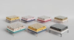 Airy Center Table, Bubbles Collection, with Wooden Bubbles and Brass Legs