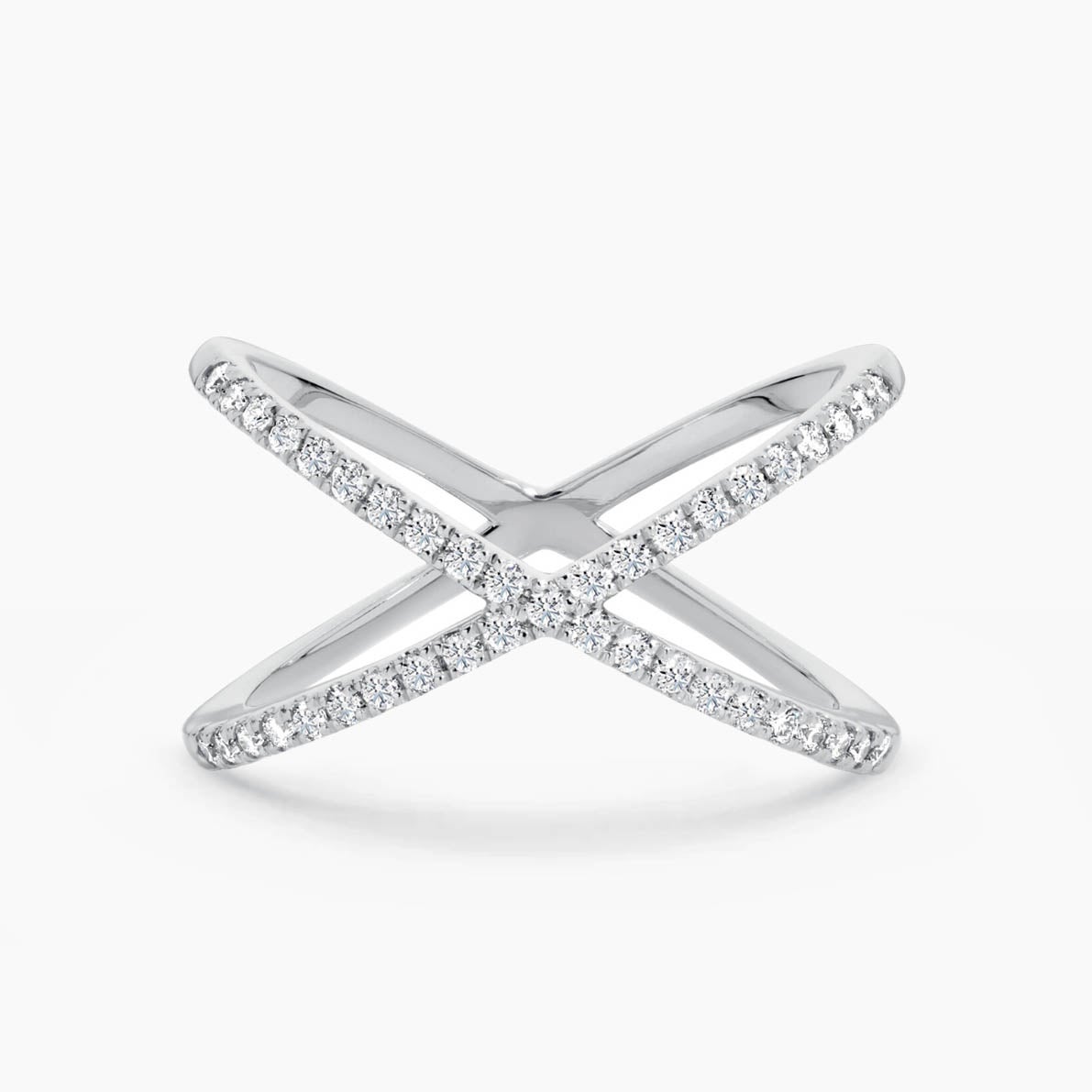 AITCHES - Bague croix diamantée en or blanc 18K