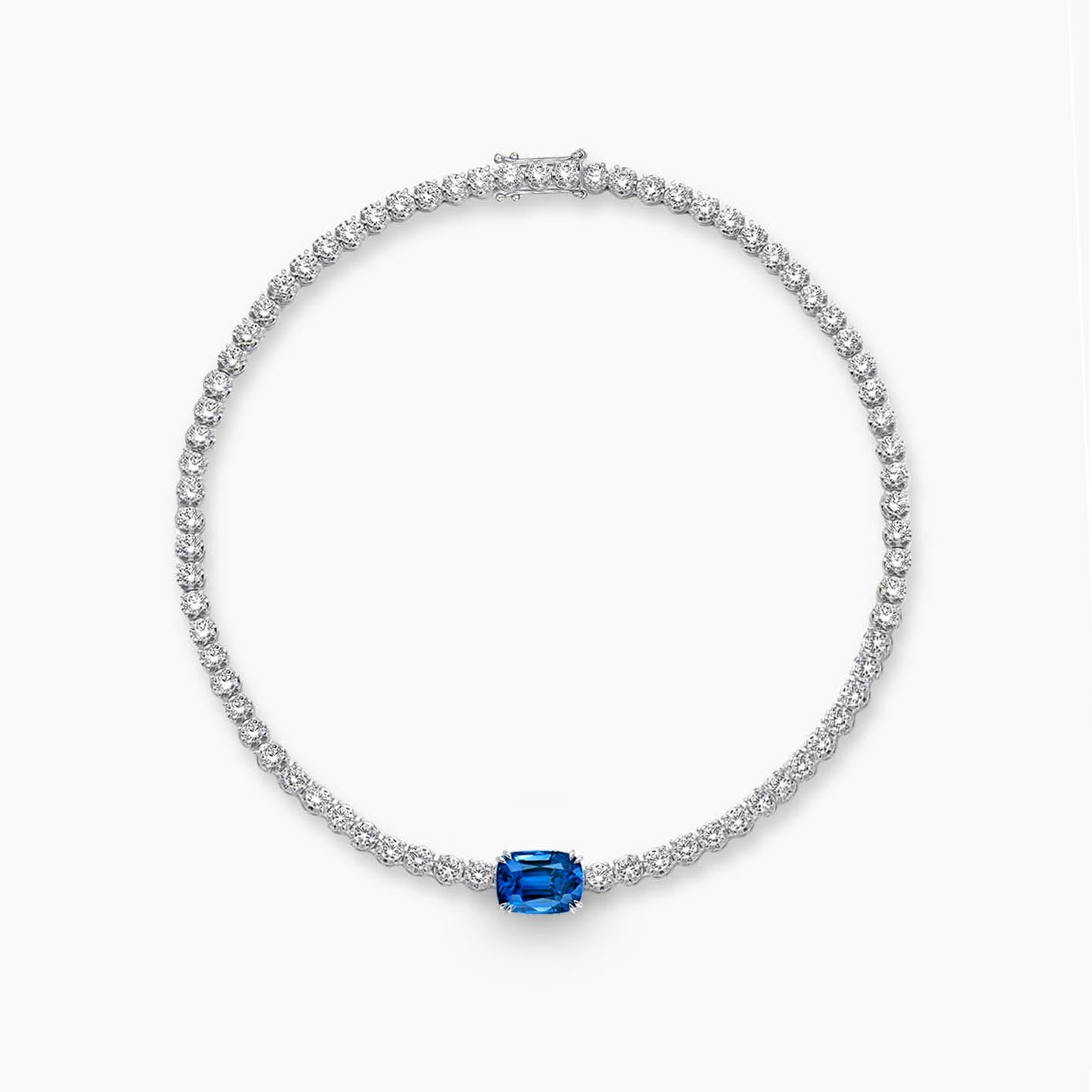 AITCHES - Disco Pulsera de Tenis de 2,0 ct con Zafiro en Oro Blanco de 18 K en venta