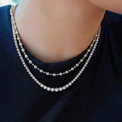 AITCHES - Disco 3.0ct Graduated Diamond Tennis Necklace in 18K White Gold