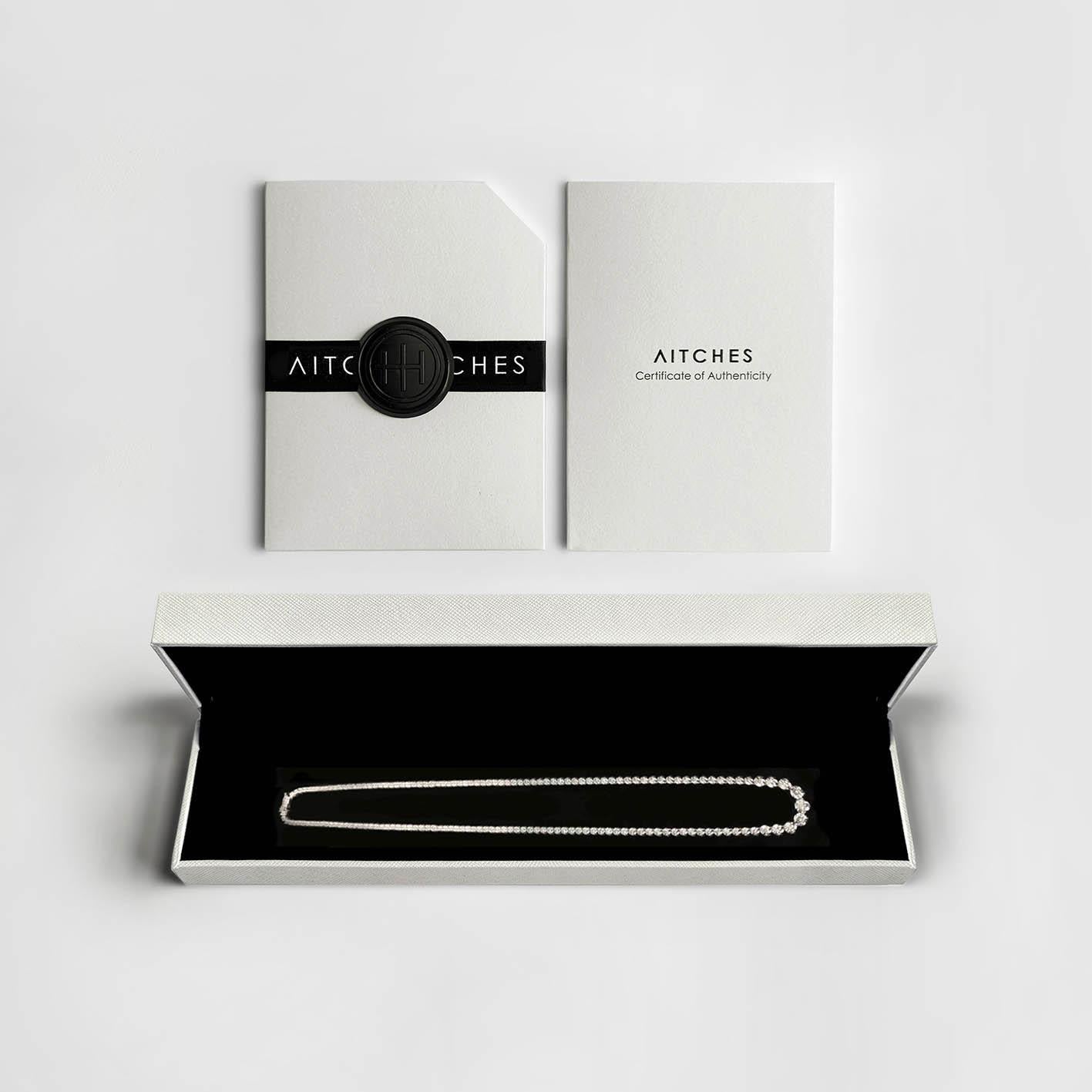 Moderne AITCHES - Collier tennis Disco en or blanc 18 carats avec diamants gradués de 3,0 carats en vente