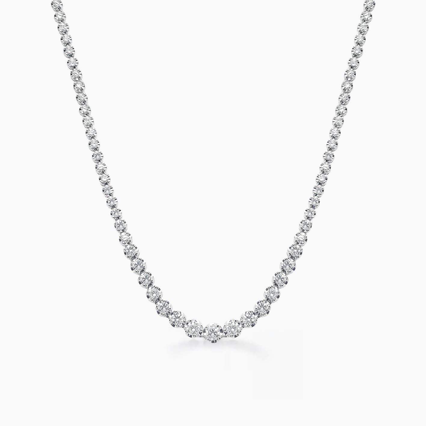AITCHES - Disco 3.0ct Graduated Diamond Tennis Necklace in 18K White Gold