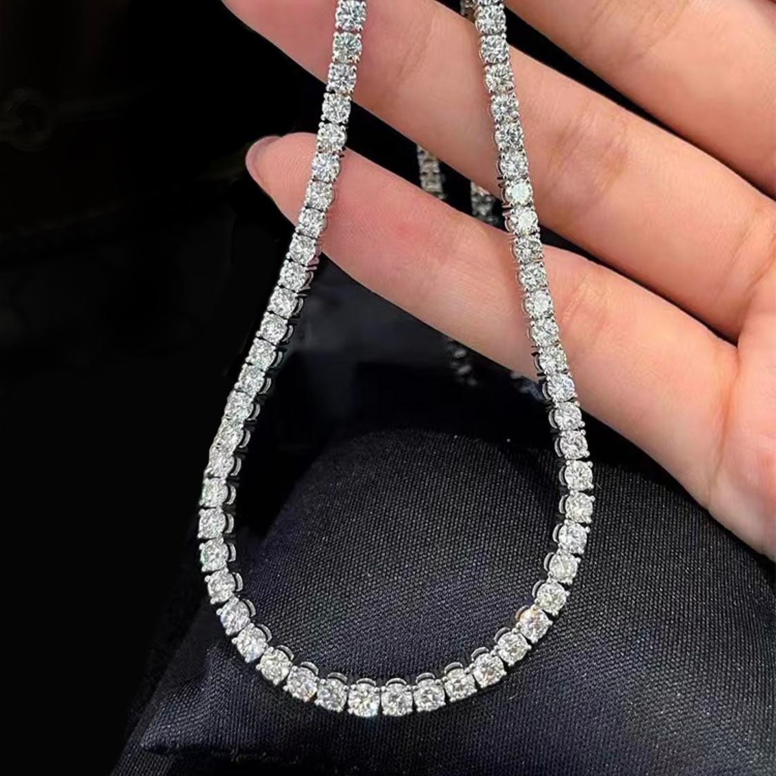 Women's or Men's AITCHES - Embrace 6.0ct Diamond Tennis Necklace in 18K White Gold For Sale