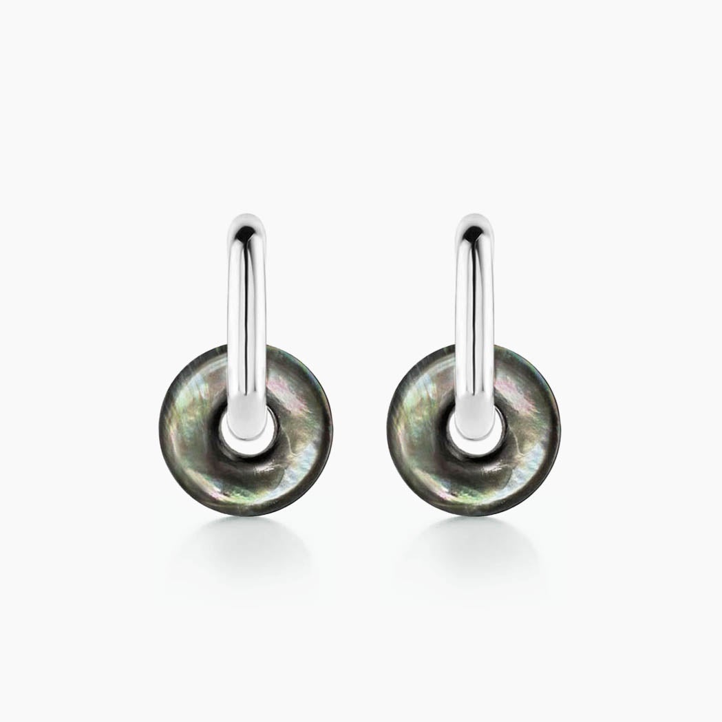 AITCHES - Jullie Boucles d'oreilles en argent nacré noir